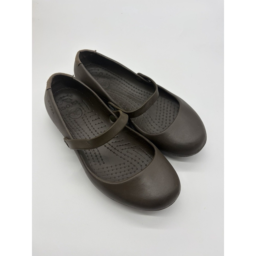 CROCS Women's Brown Mary Jane Flats - Picture 3 of 5